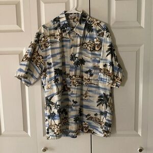 Pierre Cardin Hawaiian short sleeve button down shirt XL 100% cotton fun